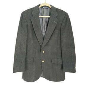Vintage Austin Reed of Regent Street Sport Coat Blazer Houndstooth Gray Wool